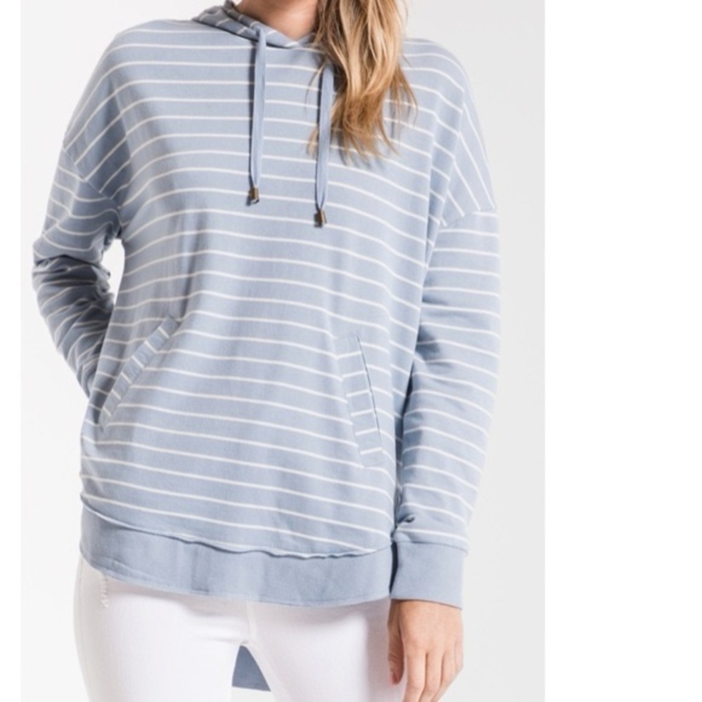 Z Supply Dakota Pullover Hoodie- Light Blue- Size Small